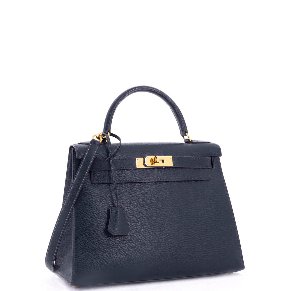 Hermes Kelly 28 Blue Courchevel with Gold Hardware - Picture 3 of 8